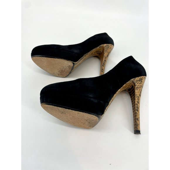 Michael Kors Cyprien Black Suede Platform Pump with Python Size 8M - Picture 5 of 7